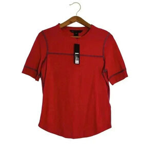 Marc Jacobs Red Crewneck Tee Exposed Stitching MBMJ Women's Size M